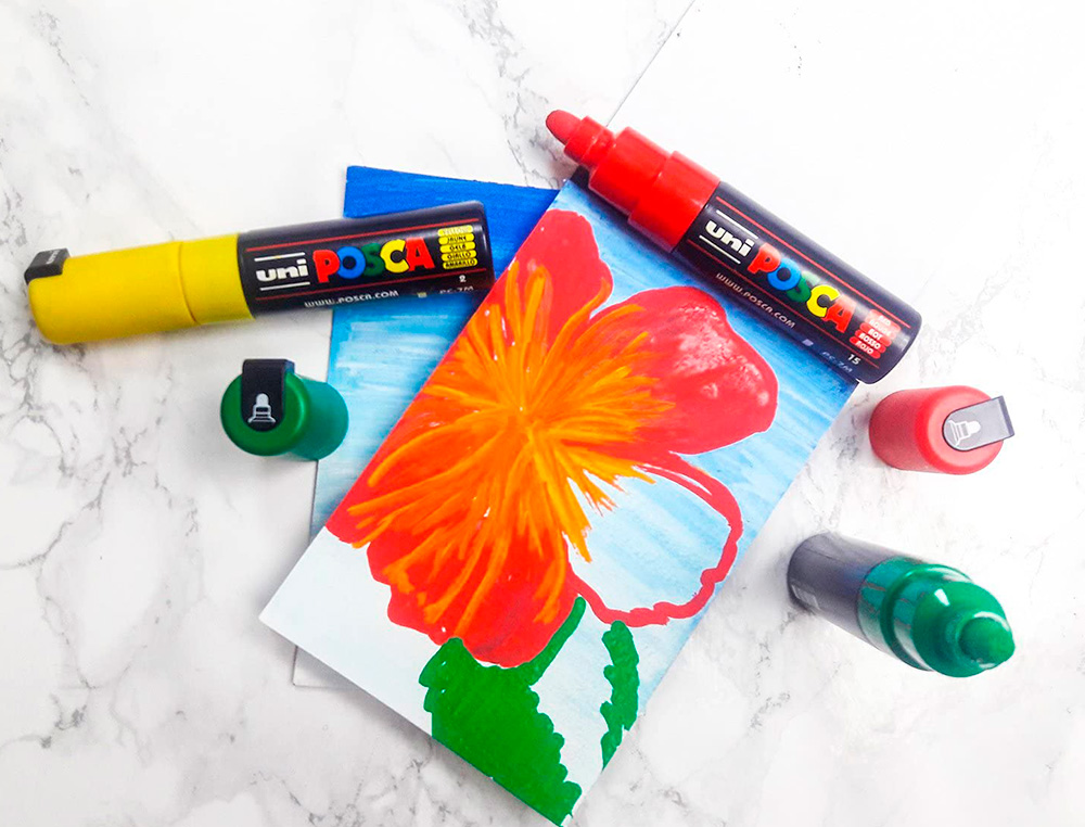 MARQUEUR PEINTURE POSCA PC7M POINTE LARGE CONIQUE ENCRE INODORE COUVRANTE MISCIBLE TOUS SUPPORTS COLORIS ORANGE