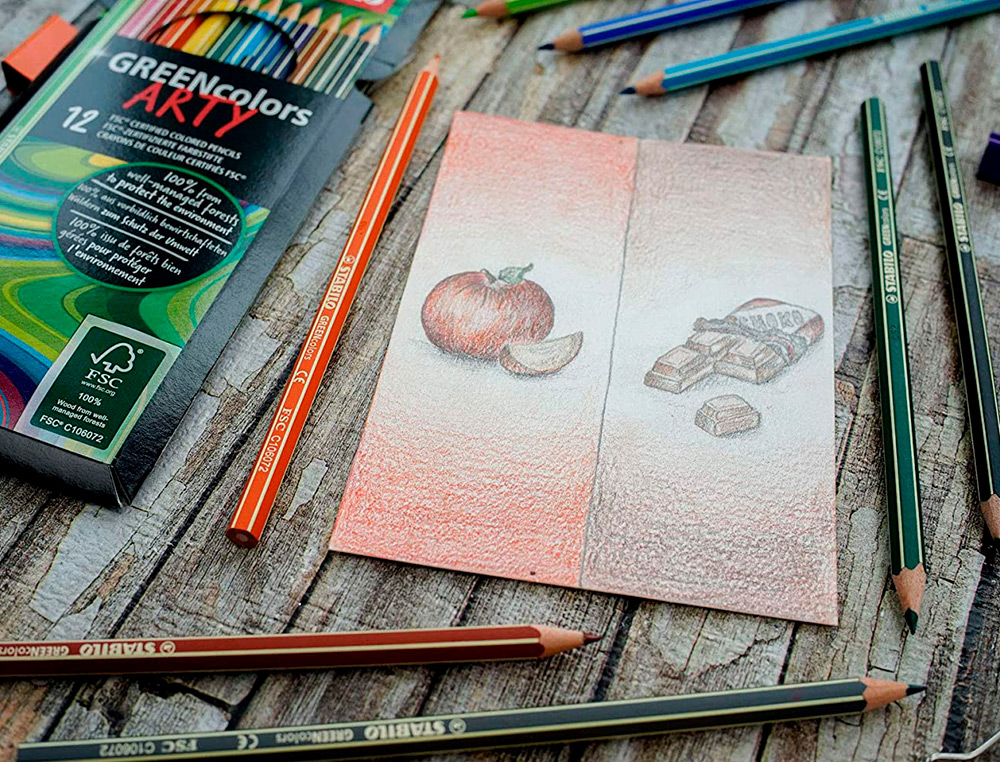 CRAYON DE COULEUR STABILO GREENCOLORS ARTY HEXAGONAL    FIN BOIS CERTIFIE FSC MINE    SOLIDE 3MM ETUI CARTON 24