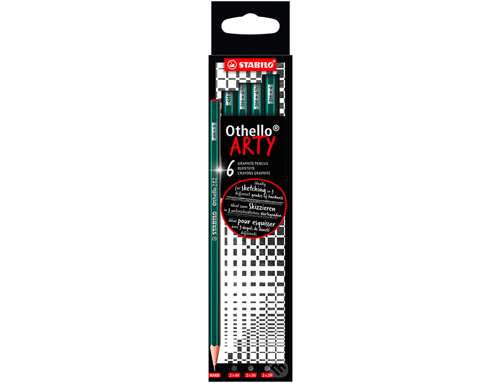 CRAYON GRAPHITE STABILO OTHELLO ARTY HEXAGONAL MINE   DURE ET TENDRE ETUI CARTON 6  UNITES ASSORTIES