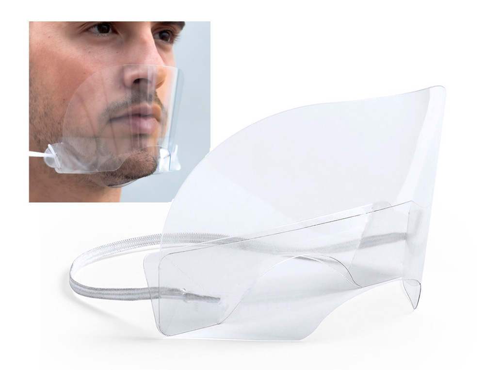 ECRAN DE PROTECTION BUCCO-NASAL AVEC MENTONNIERE  MATERIEL PET 17X8,5 CM