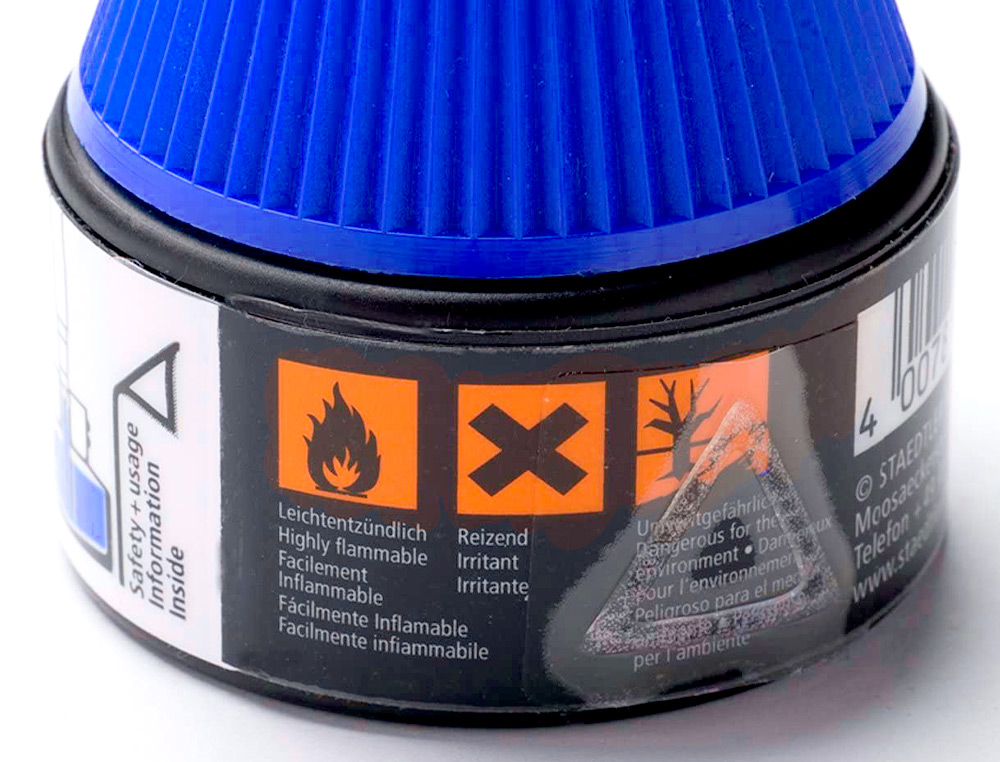 RECHARGE FEUTRE PERMANENT STAEDTLER LUMOCOLOR 487 17 POUR FEUTRES 313/314/317/318 FLACON 15ML COLORIS BLEU