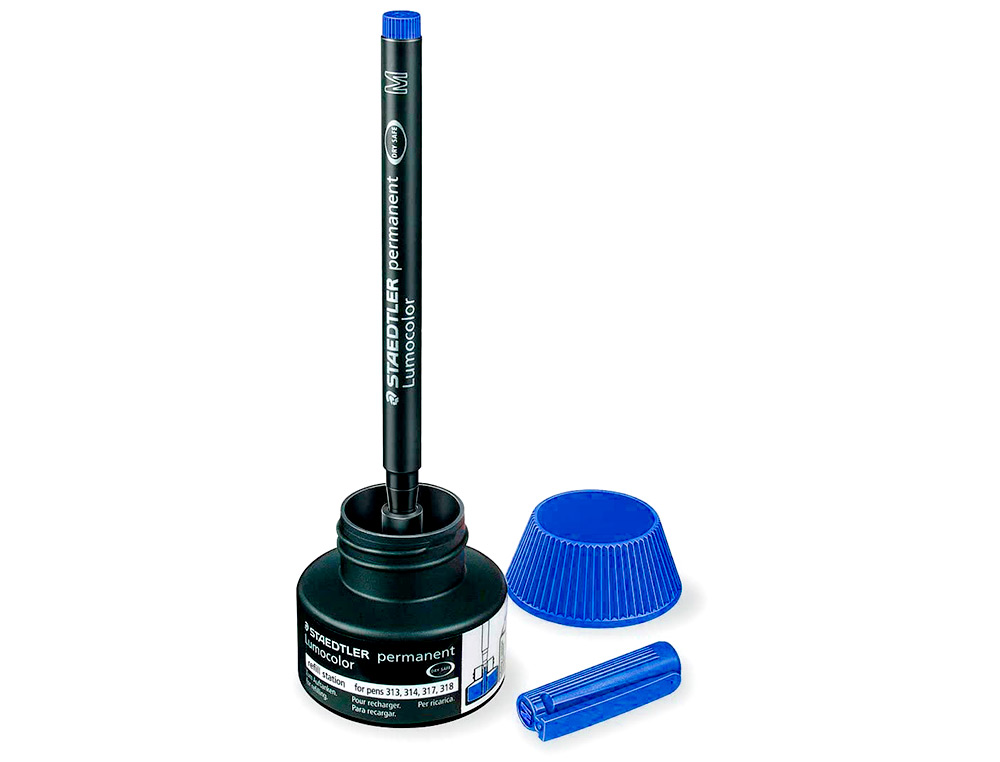 RECHARGE FEUTRE PERMANENT STAEDTLER LUMOCOLOR 487 17 POUR FEUTRES 313/314/317/318 FLACON 15ML COLORIS BLEU