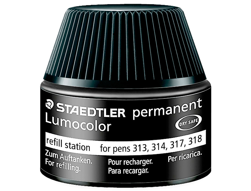 RECHARGE FEUTRE PERMANENT STAEDTLER LUMOCOLOR 487 17 POUR FEUTRES 313/314/317/318 FLACON 15ML COLORIS NOIR
