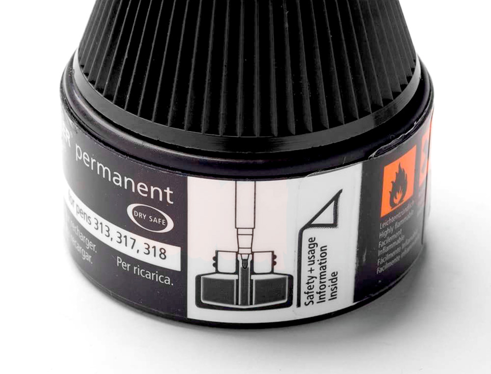 RECHARGE FEUTRE PERMANENT STAEDTLER LUMOCOLOR 487 17 POUR FEUTRES 313/314/317/318 FLACON 15ML COLORIS NOIR