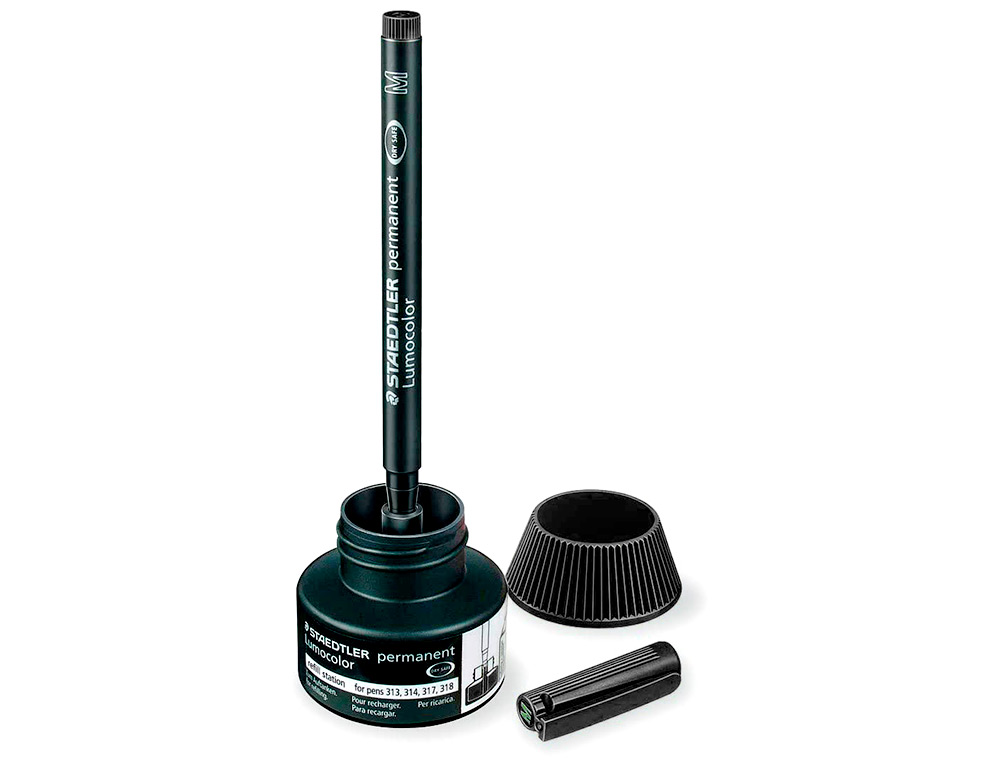 RECHARGE FEUTRE PERMANENT STAEDTLER LUMOCOLOR 487 17 POUR FEUTRES 313/314/317/318 FLACON 15ML COLORIS NOIR