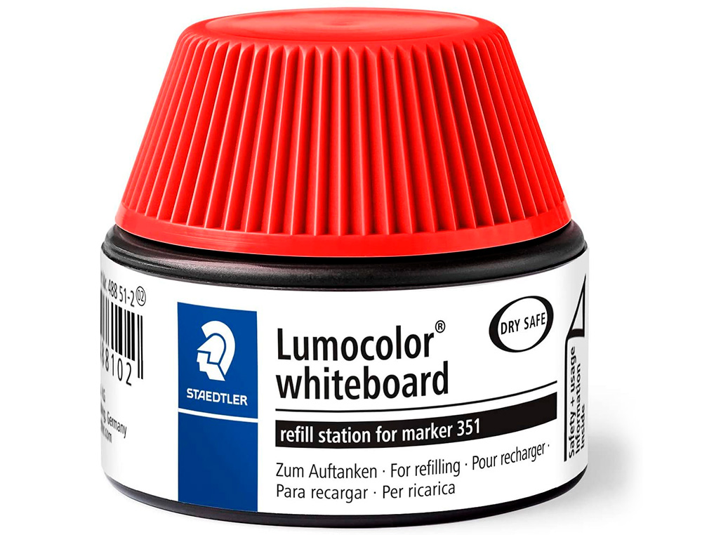 RECHARGE MARQUEUR PERMANENT STAEDTLER LUMOCOLOR 488 48 POUR MARQUEURS COMPACTS 348 FLACON 20ML COLORIS ROUGE