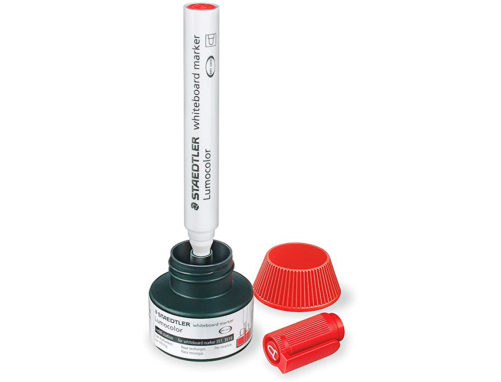 RECHARGE MARQUEUR PERMANENT STAEDTLER LUMOCOLOR 488 48 POUR MARQUEURS COMPACTS 348 FLACON 20ML COLORIS ROUGE