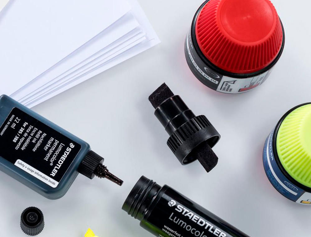 RECHARGE MARQUEUR PERMANENT STAEDTLER LUMOCOLOR 488 48 POUR MARQUEURS COMPACTS 348 FLACON 20ML COLORIS ROUGE