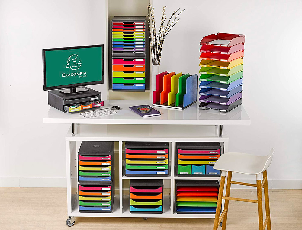 MODULE CLASSEMENT EXACOMPTA MODULO IDERAMA  5 TIROIRS A4+ 350X288X320MM COLORIS         NOIR/ARLEQUIN GLOSSY