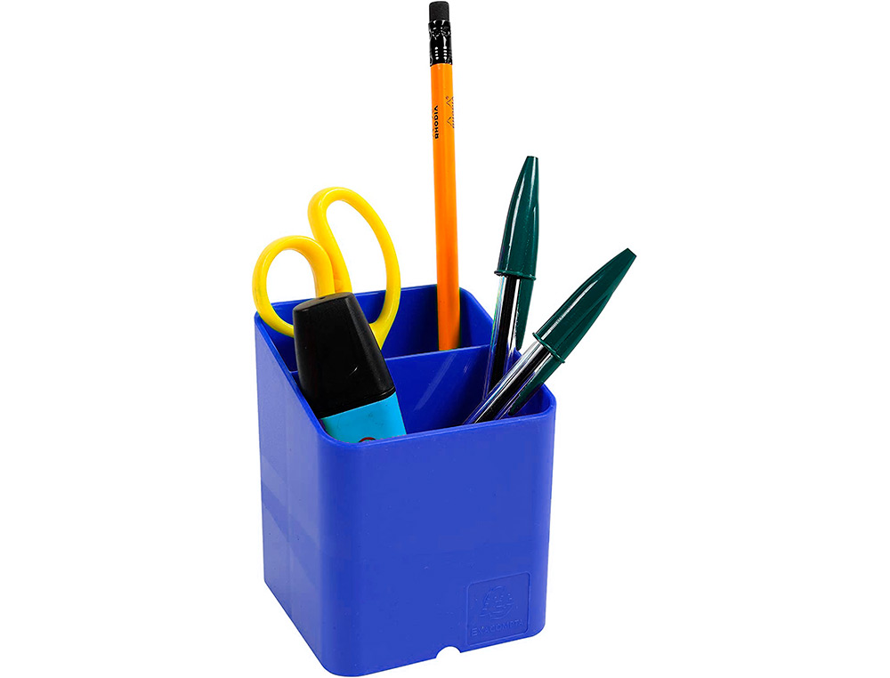 POT A CRAYONS EXACOMPTA PEN-CUBE IDERAMA 2 COMPARTIMENTS PASSE-CABLE 74X74X93MM COLORIS BLEU GLACE