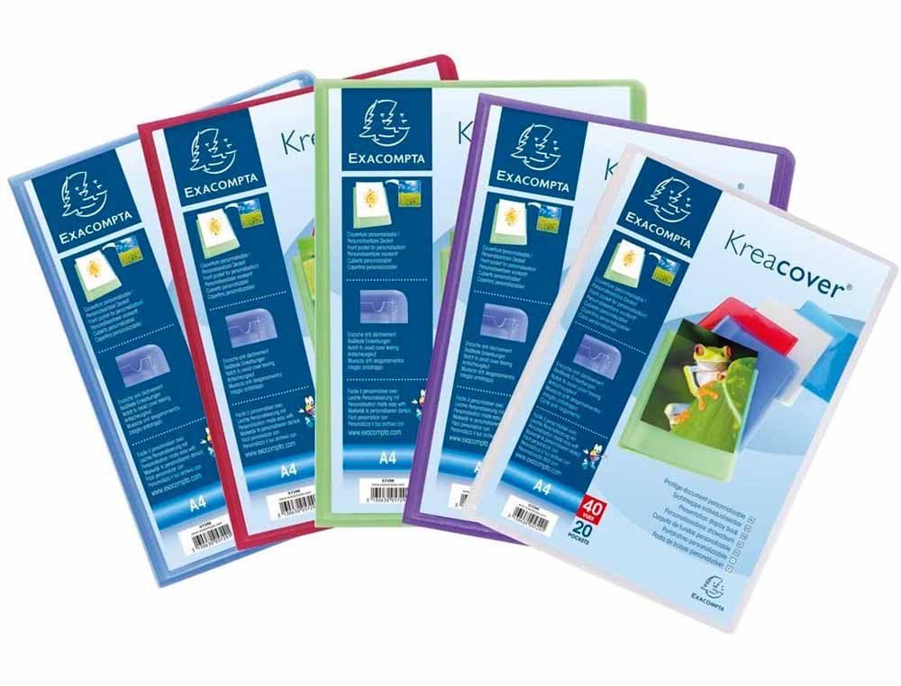 PROTEGE-DOCUMENTS EXACOMPTA KREACOVER CHROMALINE          POLYPROPYLENE SEMI-RIGIDE     24X32CM 40 VUES COLORIS