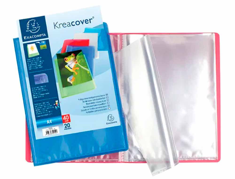 PROTEGE-DOCUMENTS EXACOMPTA KREACOVER CHROMALINE          POLYPROPYLENE SEMI-RIGIDE     24X32CM 40 VUES COLORIS