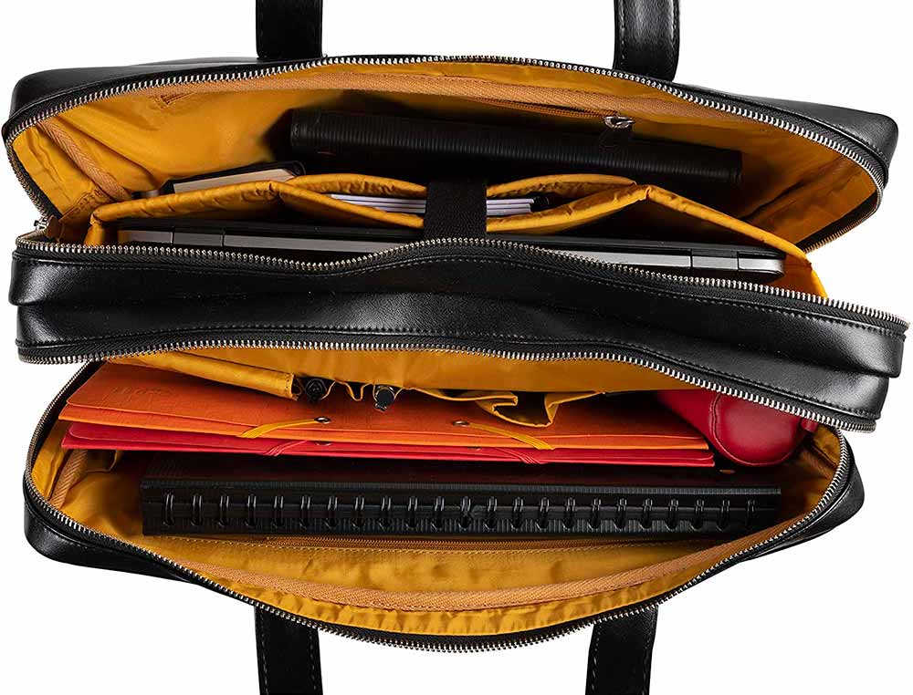 SACOCHE DOUBLE EXACOMPTA EXACTIVE ORDINATEUR PORTABLE TABLETTE CUIR POCHES RANGEMENT 41X30X19,5CM