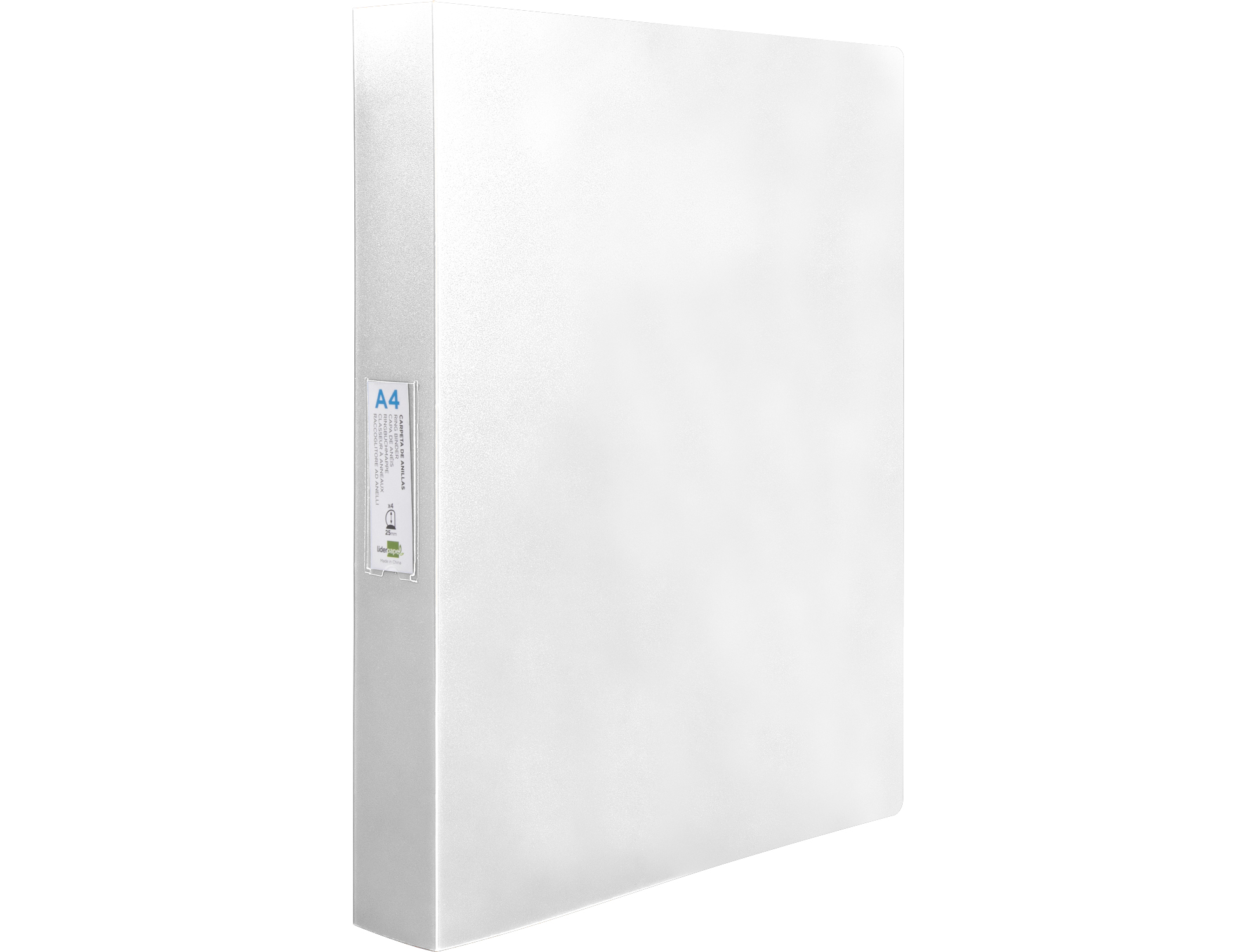 CLASSEUR LIDERPAPEL 4 ANNEAUX 40MM A4 POLYPROPYLENE DOS 55MM PORTE-CARTES DE VISITE COLORIS TRANSPARENT