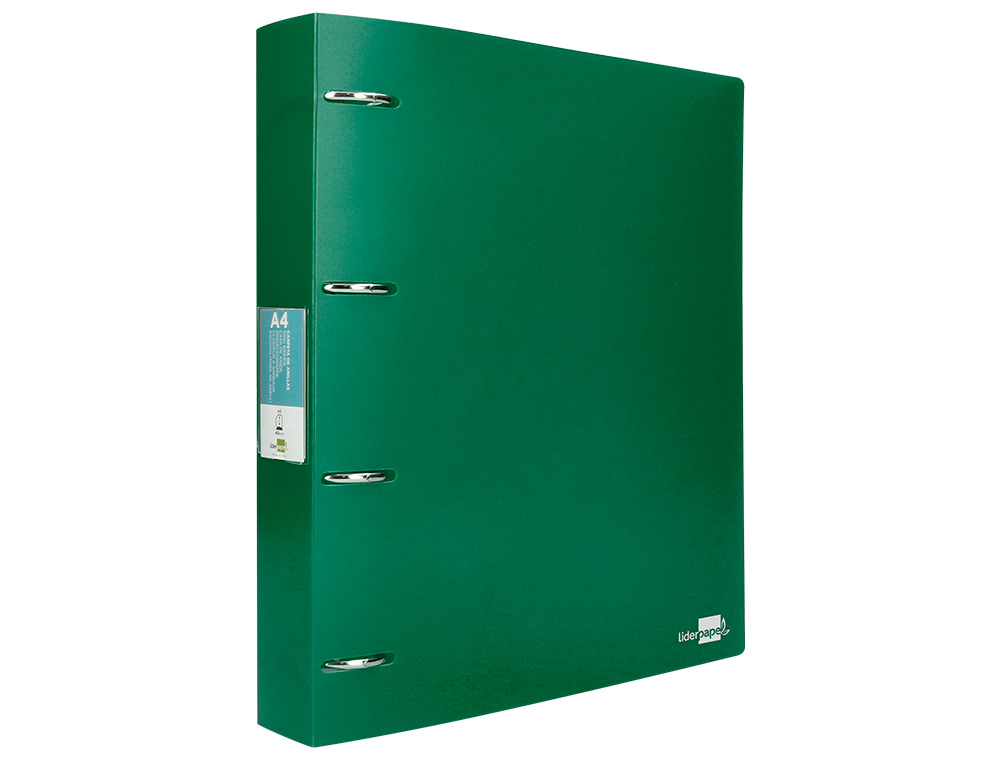CLASSEUR LIDERPAPEL 4 ANNEAUX 40MM A4 POLYPROPYLENE DOS     55MM PORTE-CARTES DE VISITE   COLORIS VERT TRANSLUCIDE