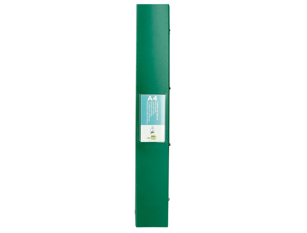 CLASSEUR LIDERPAPEL 4 ANNEAUX 40MM A4 POLYPROPYLENE DOS     55MM PORTE-CARTES DE VISITE   COLORIS VERT TRANSLUCIDE