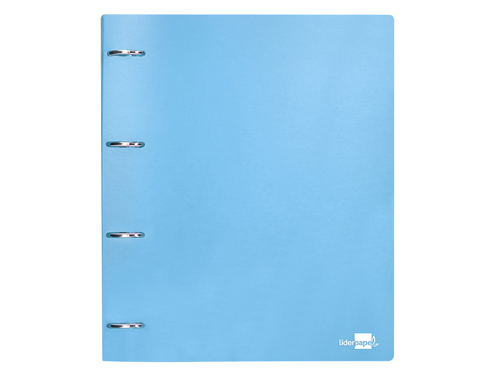 CLASSEUR LIDERPAPEL 4 ANNEAUX 40MM A4 POLYPROPYLENE DOS     55MM PORTE-CARTES DE VISITE   COLORIS BLEU CIEL