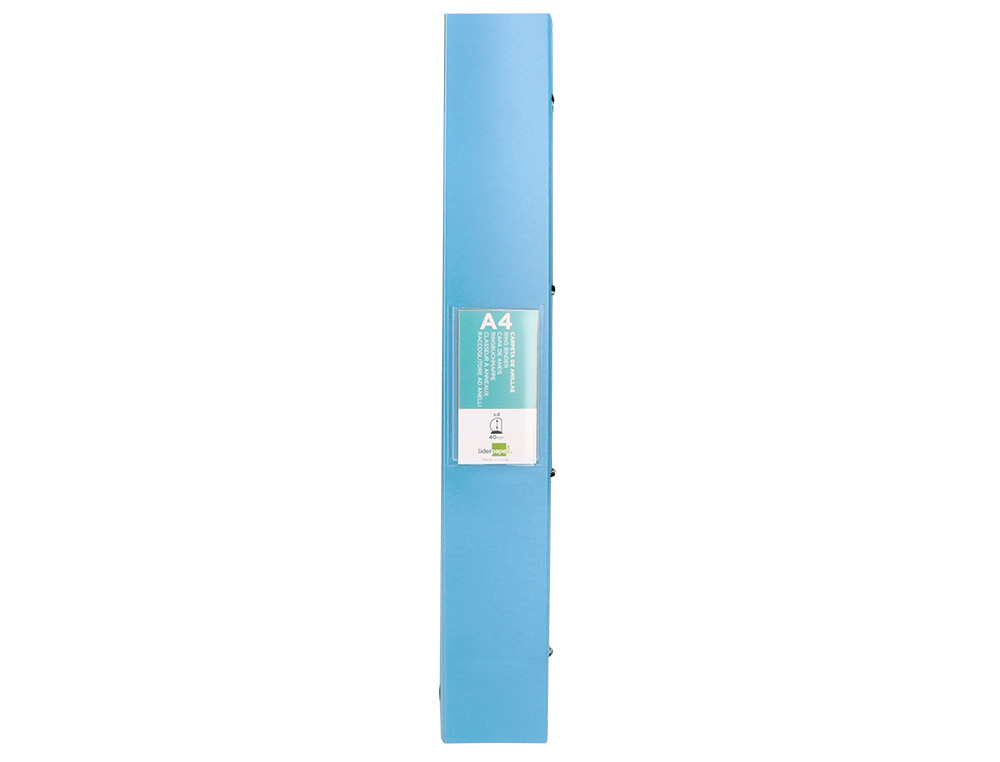 CLASSEUR LIDERPAPEL 4 ANNEAUX 40MM A4 POLYPROPYLENE DOS     55MM PORTE-CARTES DE VISITE   COLORIS BLEU CIEL