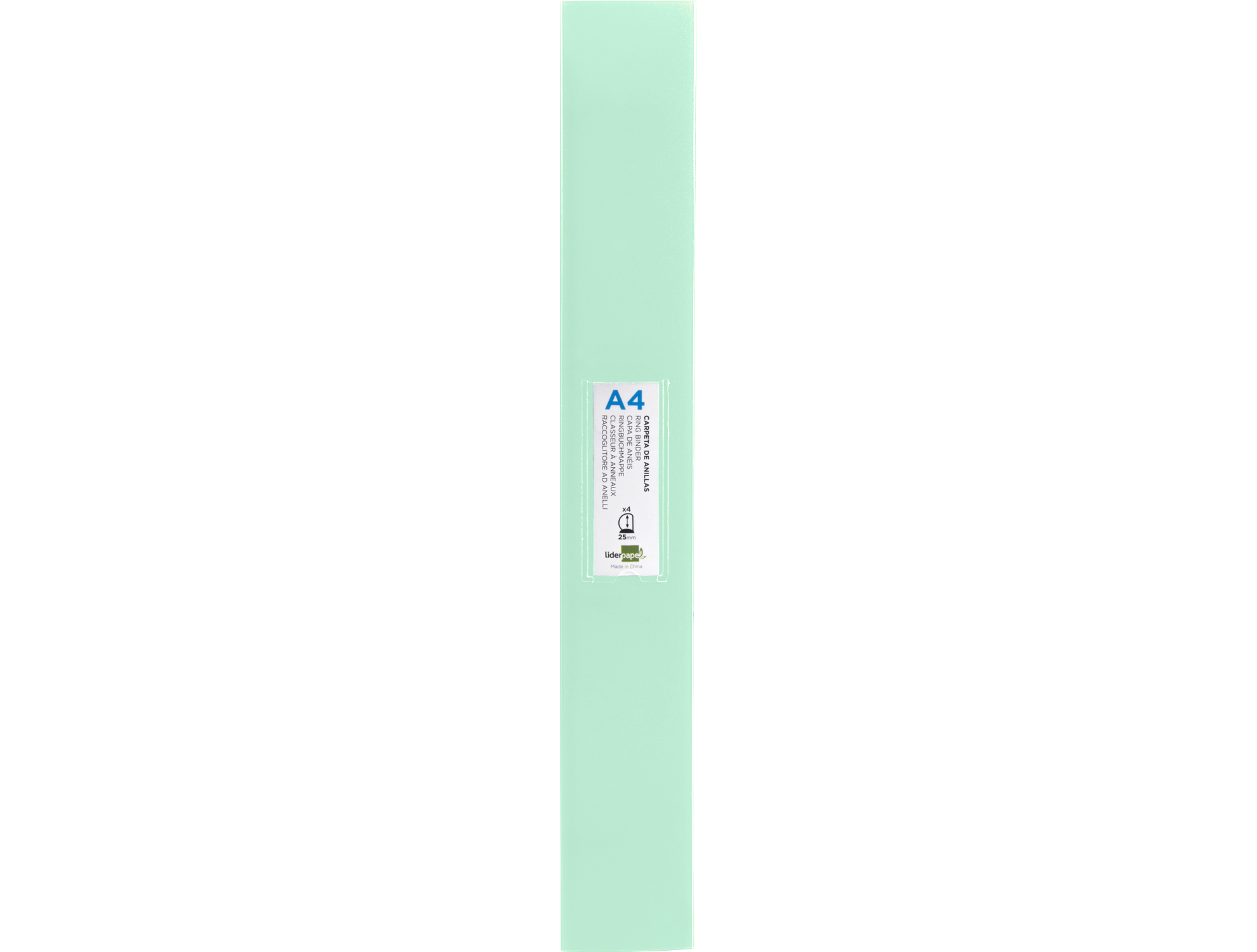 CLASSEUR LIDERPAPEL 4 ANNEAUX 40MM A4 POLYPROPYLENE DOS     55MM PORTE-CARTES DE VISITE   COLORIS VERT POMME