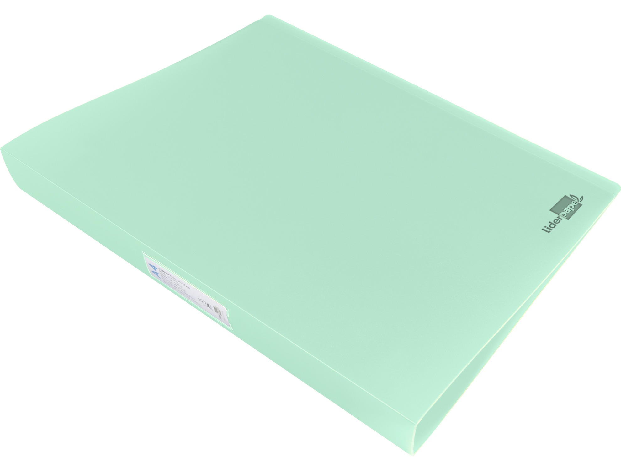 CLASSEUR LIDERPAPEL 4 ANNEAUX 40MM A4 POLYPROPYLENE DOS     55MM PORTE-CARTES DE VISITE   COLORIS VERT POMME