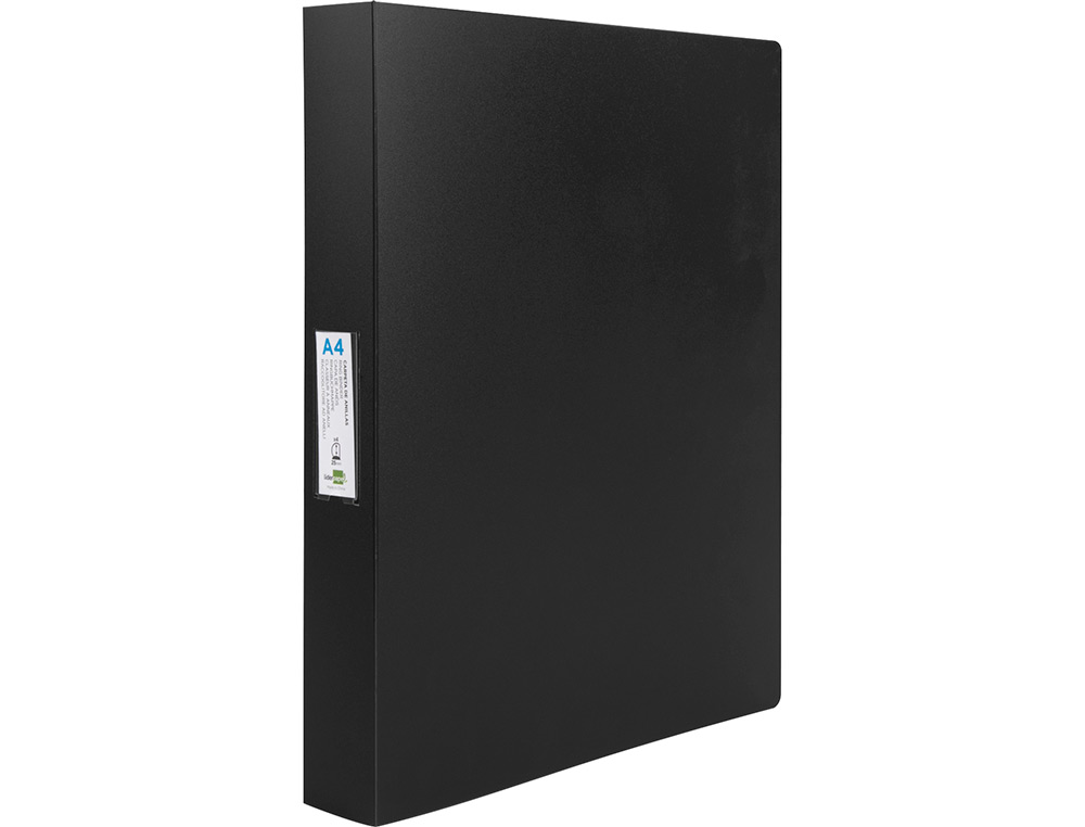 CLASSEUR KANGOUROU LIDERPAPEL 2 ANNEAUX EN D 40MM POLYPROPYLENE 283X320MM DOCUMENT A4 COLORIS NOIR