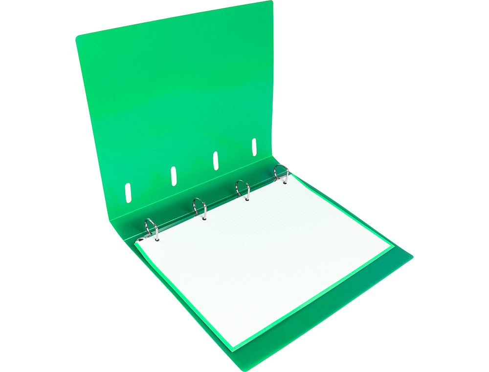 CLASSEUR LIDERPAPEL 4 ANNEAUX EN D 25MM A4 POLYPROPYLENE    FEUILLETS MOBILES 100F 5X5MM  COLORIS VERT TRANSLUCIDE
