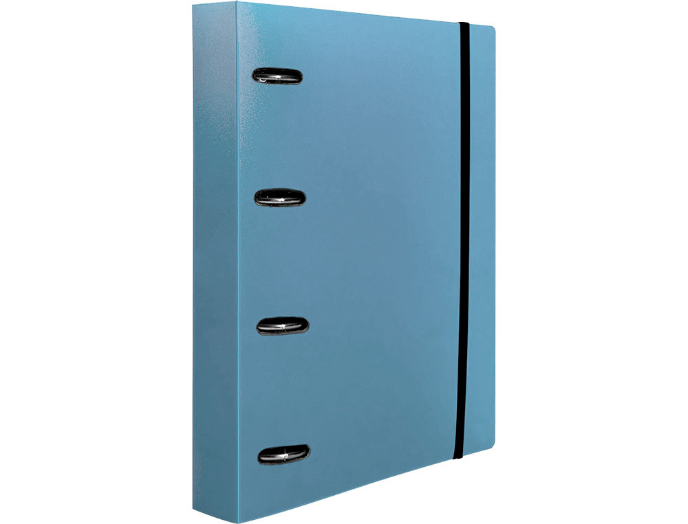 CLASSEUR LIDERPAPEL 4 ANNEAUX EN D 25MM A4 POLYPROPYLENE    FEUILLETS MOBILES 100F 5X5MM  COLORIS BLEU CIEL