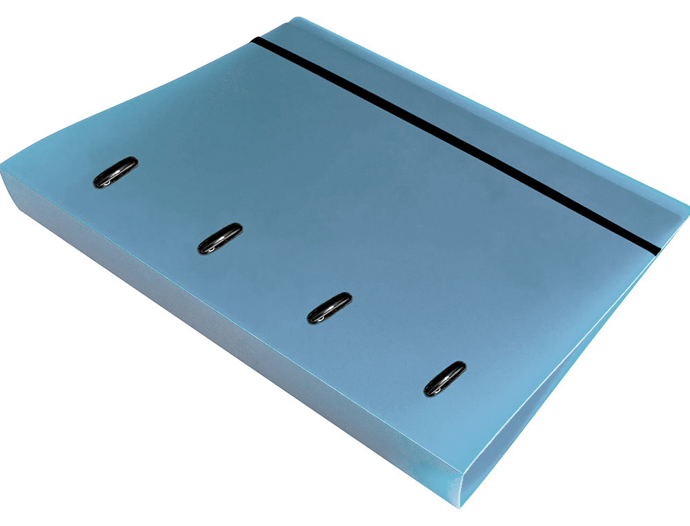 CLASSEUR LIDERPAPEL 4 ANNEAUX EN D 25MM A4 POLYPROPYLENE    FEUILLETS MOBILES 100F 5X5MM  COLORIS BLEU CIEL