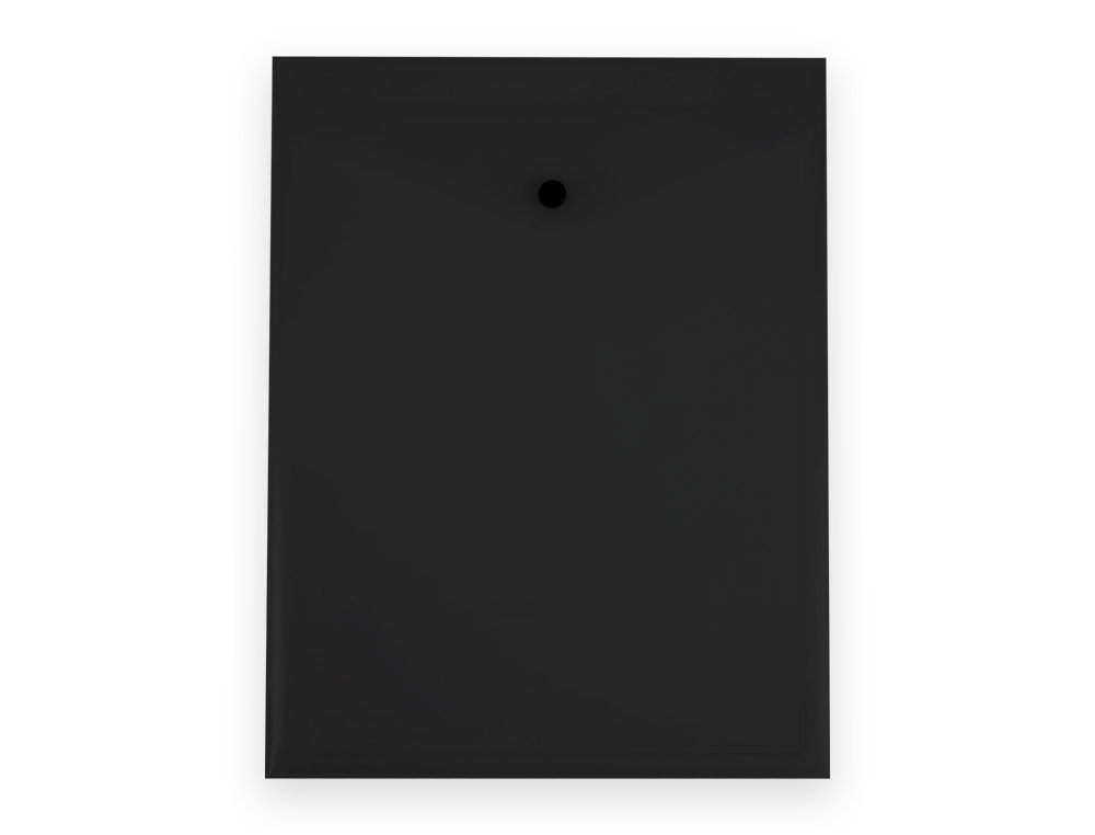 POCHETTE ENVELOPPE LIDERPAPEL POLYPROPYLENE 180 MICRONS A4 297X210MM AVEC SOUFFLET 300F FERMETURE BOUTON NOIR OPAQUE
