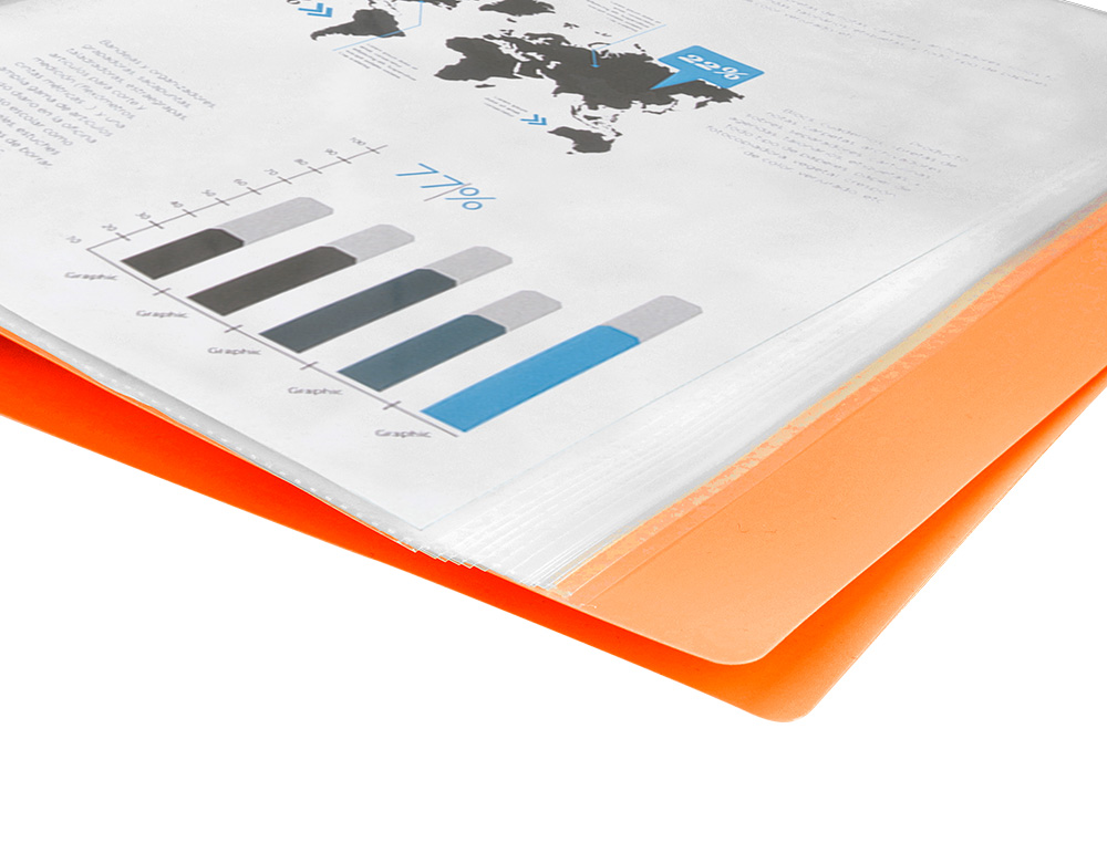 PROTEGE-DOCUMENTS LIDERPAPEL POLYPROPYLENE COUVERTURE      FLEXIBLE 80 POCHETTES FIXES   A4 220X297MM ORANGE FLUO