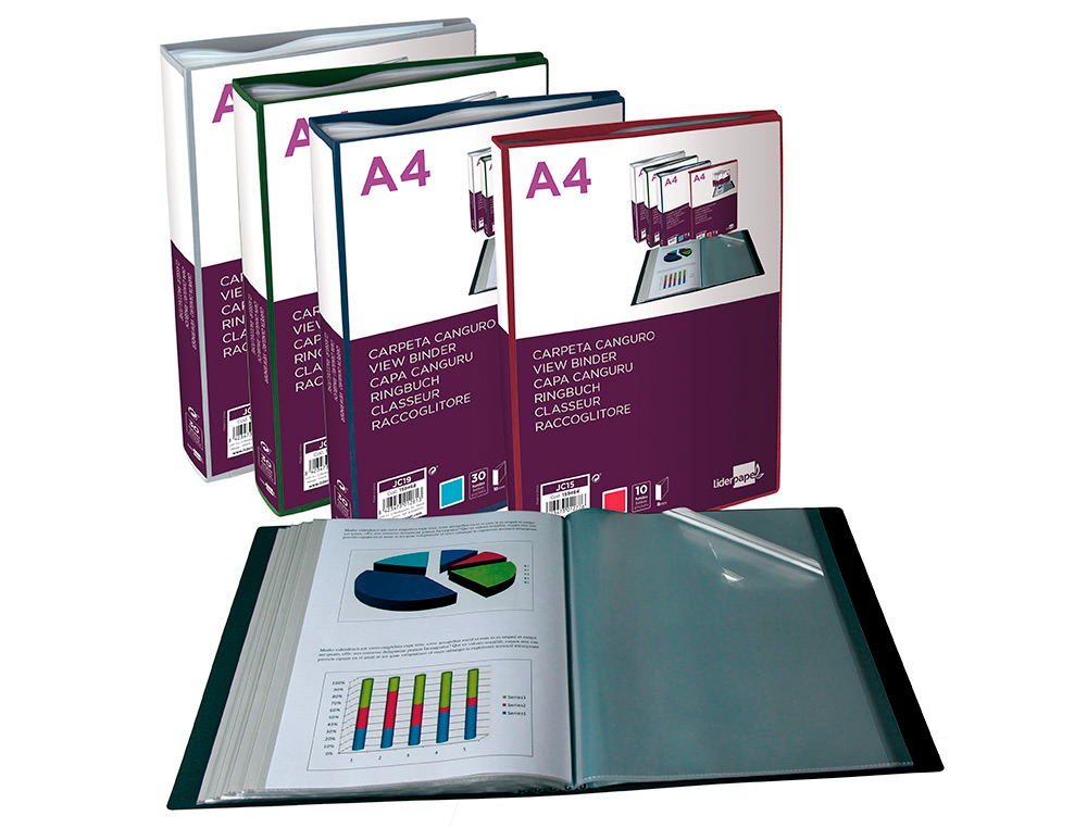 PROTEGE-DOCUMENTS LIDERPAPEL PERSONNALISABLE KANGOUROU     POLYPROPYLENE 60 POCHETTES    FIXES A4 COLORIS TRANSPARENT