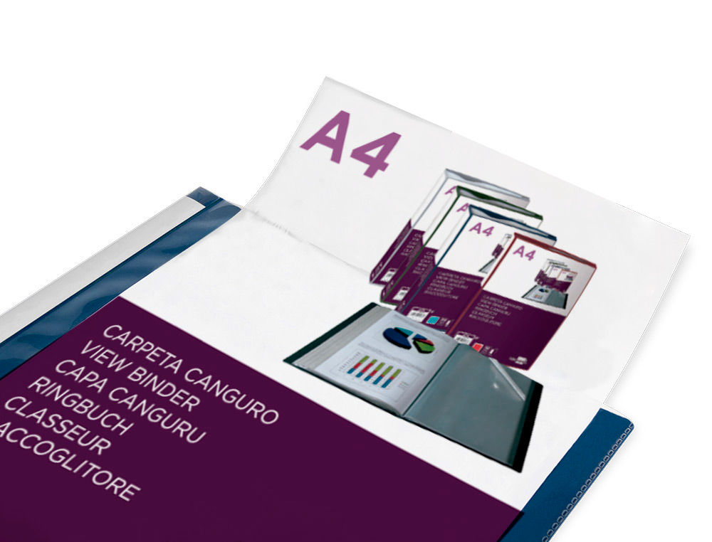 PROTEGE-DOCUMENTS LIDERPAPEL PERSONNALISABLE KANGOUROU POLYPROPYLENE 60 POCHETTES FIXES A4 COLORIS BLEU