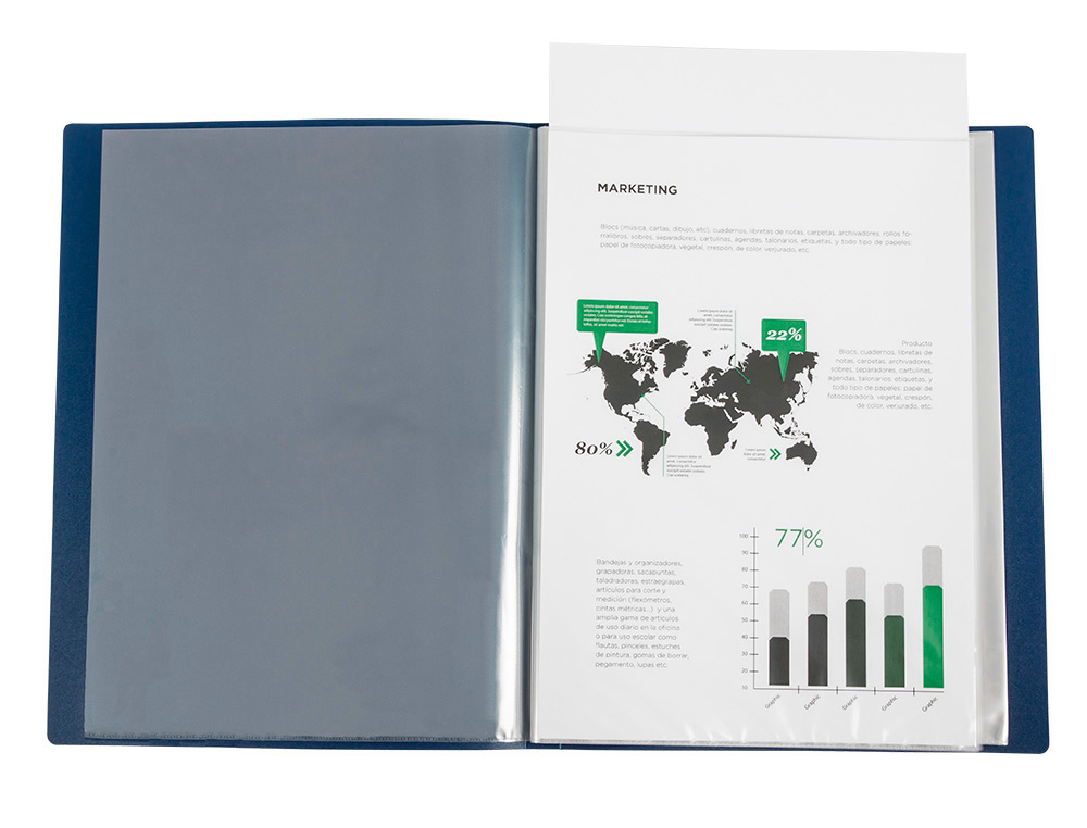 PROTEGE-DOCUMENTS LIDERPAPEL PERSONNALISABLE KANGOUROU POLYPROPYLENE 60 POCHETTES FIXES A4 COLORIS BLEU