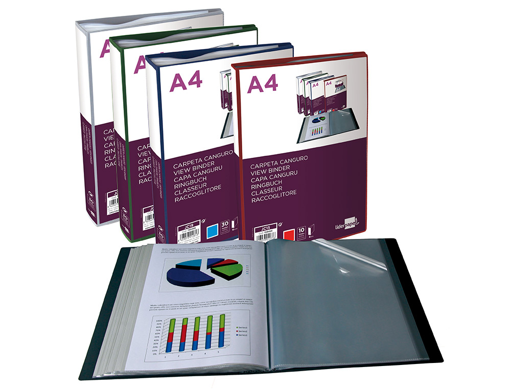 PROTEGE-DOCUMENTS LIDERPAPEL PERSONNALISABLE KANGOUROU POLYPROPYLENE 60 POCHETTES FIXES A4 COLORIS ROUGE