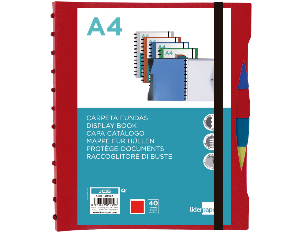 PROTEGE-DOCUMENTS LIDERPAPEL PERSONNALISABLE KANGOUROU 40  POCHETTES AMOVIBLES 5         INTERCALAIRES A4 ROUGE
