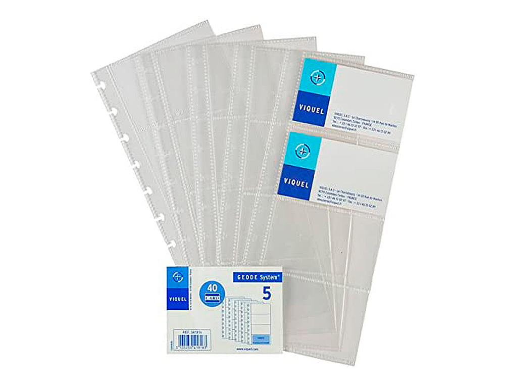 PORTE-CARTES DE VISITE VIQUEL PP 6/10E 130X265MM 20 POCHETTES CAPACIT 160 CARTES 8 INTERCALAIRES ALPHABTIQUES NOIR