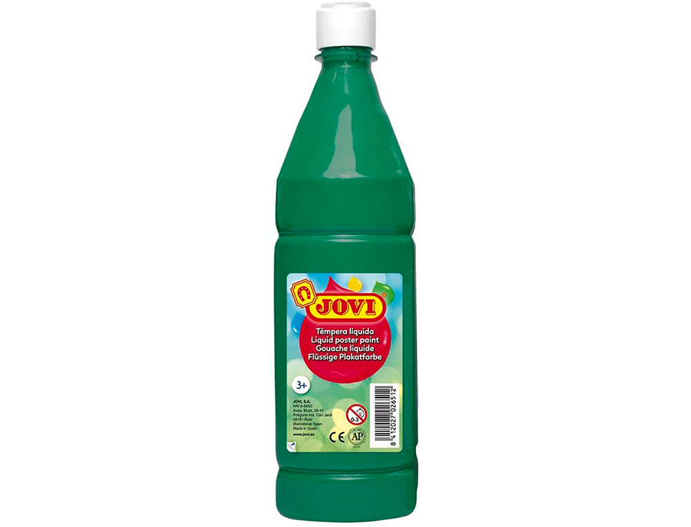 GOUACHE LIQUIDE JOVI BASIC TOUT SUPPORT PAPIER CARTON BOIS TISSU PATE A MODELER 1L COLORIS VERT FONCE