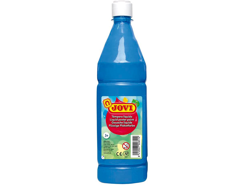 GOUACHE LIQUIDE JOVI BASIC TOUT SUPPORT PAPIER CARTON    BOIS TISSU PATE A MODELER 1L  COLORIS BLEU CYAN