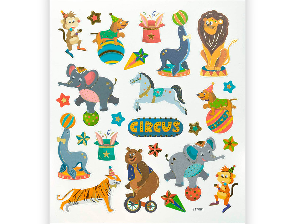STICKER CHARMING FOLIA CIRCUS 15X17CM 2 FEUILLES ASSORTIES 49 PIECES
