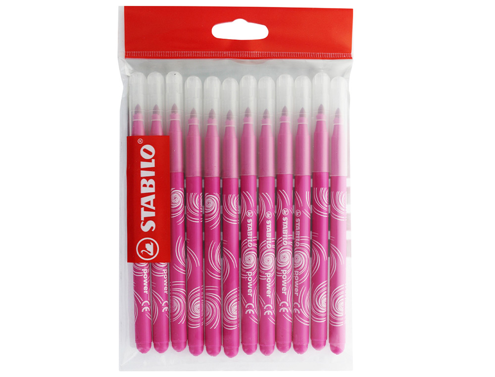 RECHARGE SCHOOLPACK FEUTRE DE COLORIAGE STABILO TRIO A-Z    ENCRE LAVABLE POINTE MOYENNE  12 PIECES ROSE BE15/278-37829