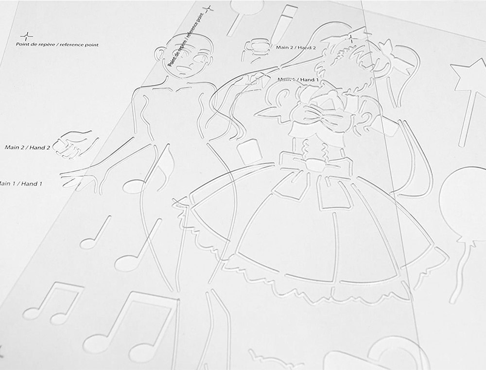 TRACE-MANGA GO MANGA 2 POCHOIRS SILHOUETTE A TRACER  TENUE VESTIMENTAIRE ET        ACCESSOIRES MODELE FILLE