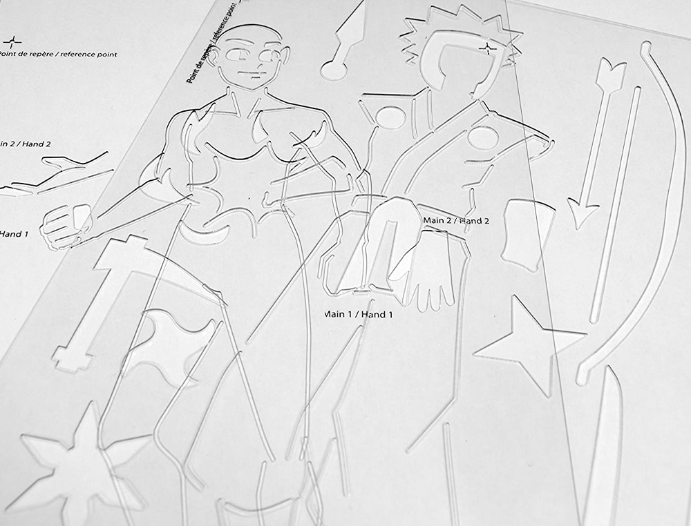 TRACE-MANGA GO MANGA 2 POCHOIRS SILHOUETTE A TRACER  TENUE VESTIMENTAIRE ET        ACCESSOIRES MODELE GARCON