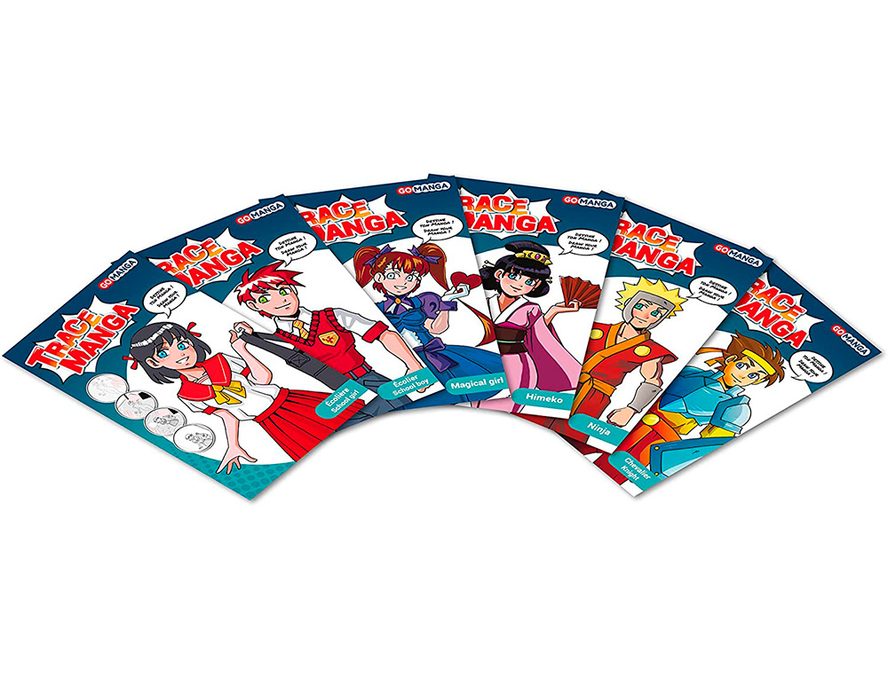 TRACE-MANGA GO MANGA 2 POCHOIRS SILHOUETTE A TRACER  TENUE VESTIMENTAIRE ET        ACCESSOIRES MODELE GARCON