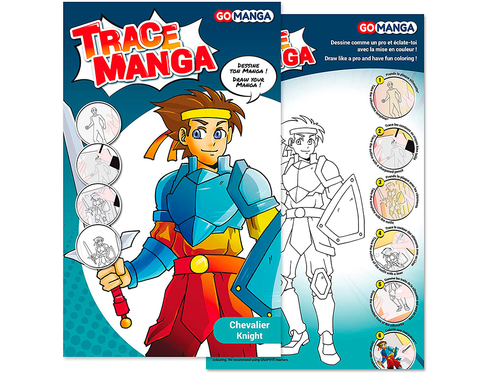 TRACE-MANGA GO MANGA 2 POCHOIRS SILHOUETTE A TRACER  TENUE VESTIMENTAIRE ET        ACCESSOIRES MODELE GARCON