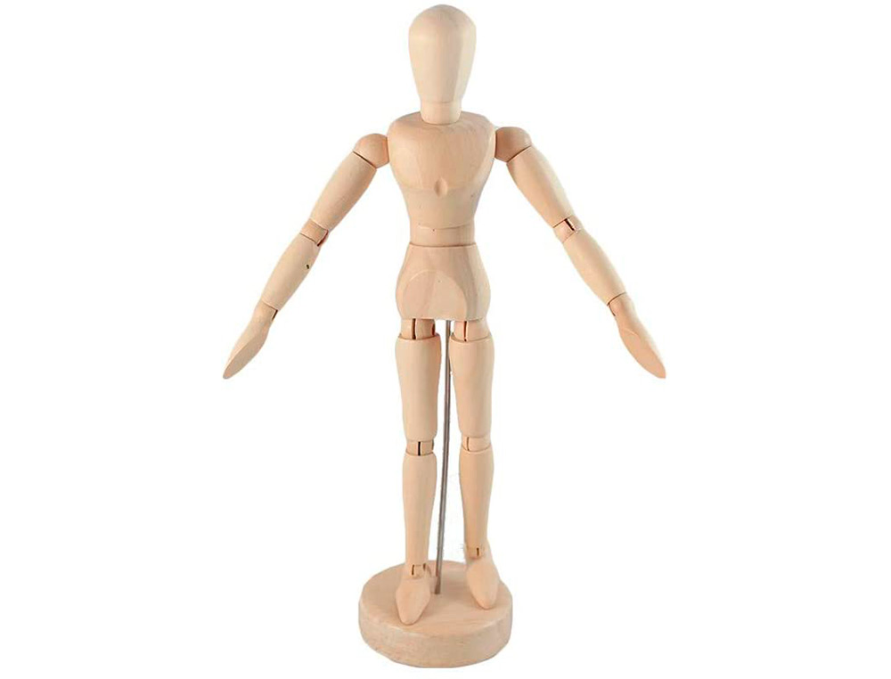 MAIN ARTICULEE BOIS VERNIS SEURAT IDEAL POUR ESQUISSE    DOIGTS FLEXIBLES HAUTEUR 30CM