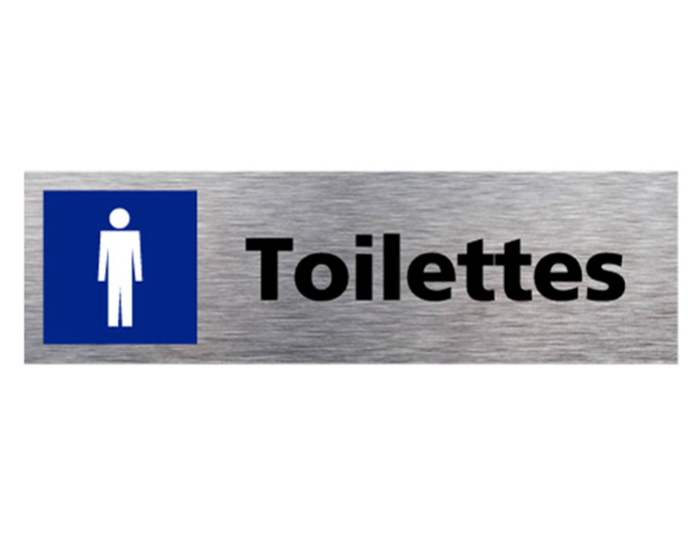 PLAQUE DE PORTE TOILETTES HOMMES SIGNALETIQUE BIZ       PICTOGRAMME EN ALUMINIUM      BROSSE DOUBLE FACE
