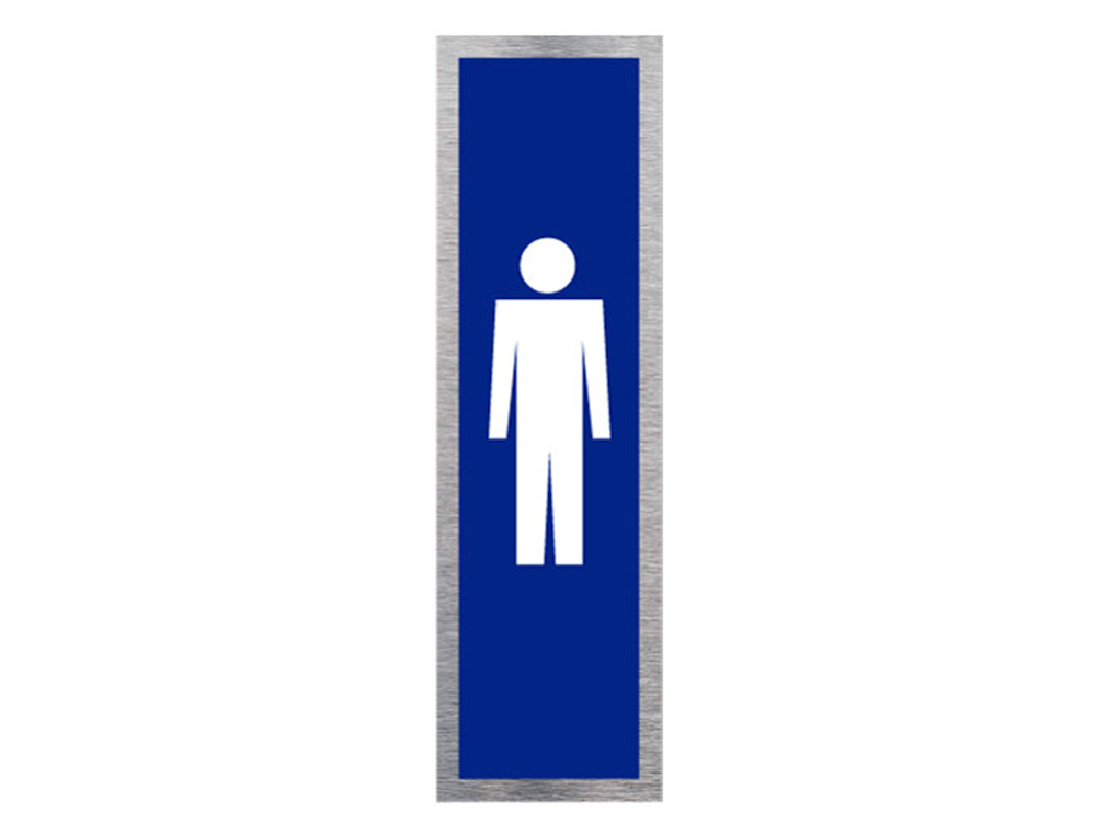 PLAQUE DE PORTE TOILETTES HOMME SIGNALETIQUE BIZ        PICTOGRAMME VERTICAL BLEU     ALUMINIUM BROSSE AUTOCOLLANT