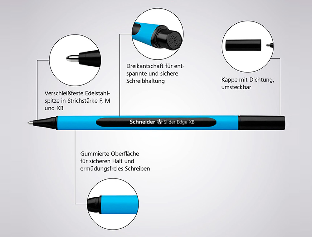 STYLO-BILLE SCHNEIDER SLIDER EDGE POINTE MOYENNE COLORIS   BLEU