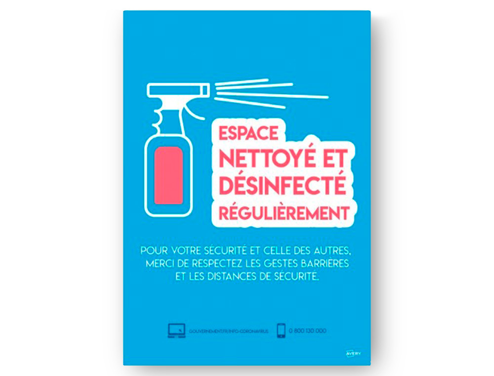 AFFICHES ADHESIVES AVERY AMOVIBLE ESPACE NETTOY  A3