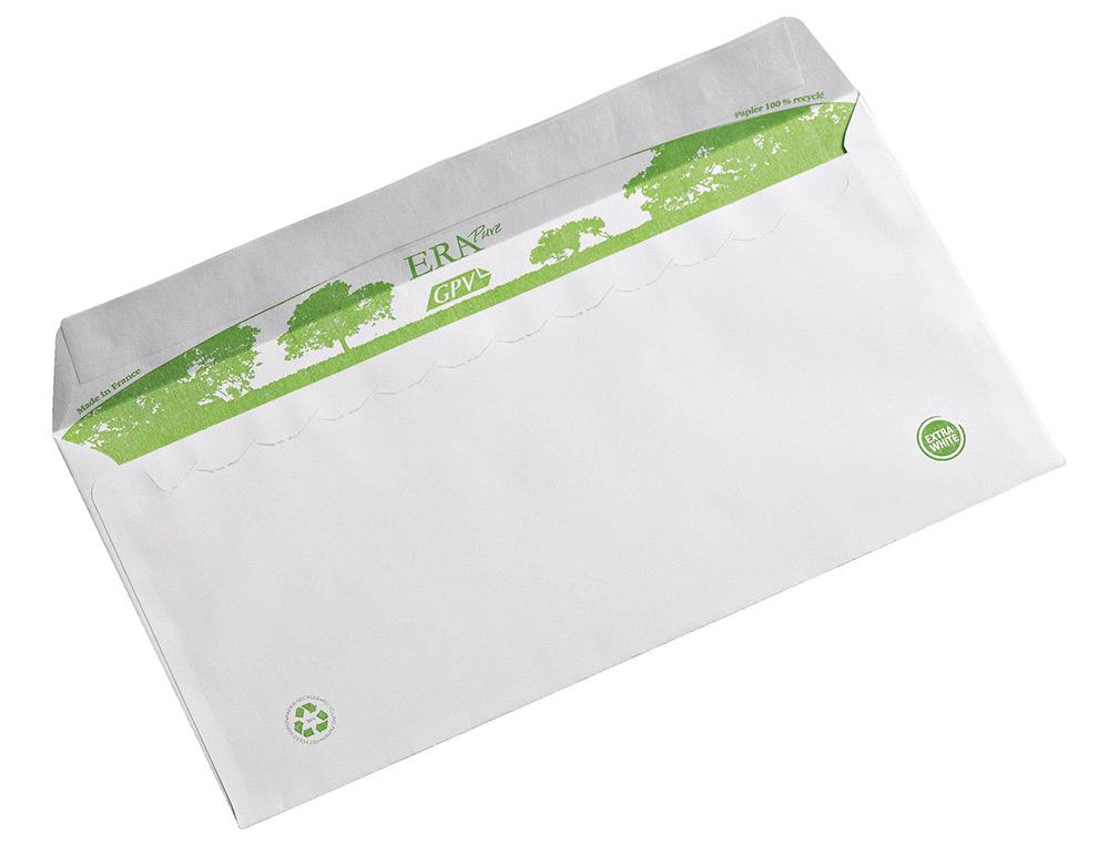 ENVELOPPE GPV C6 BANDE DE PROTECTION 80G RECYCLES       114X162 BLANCHE BOITE DE 200